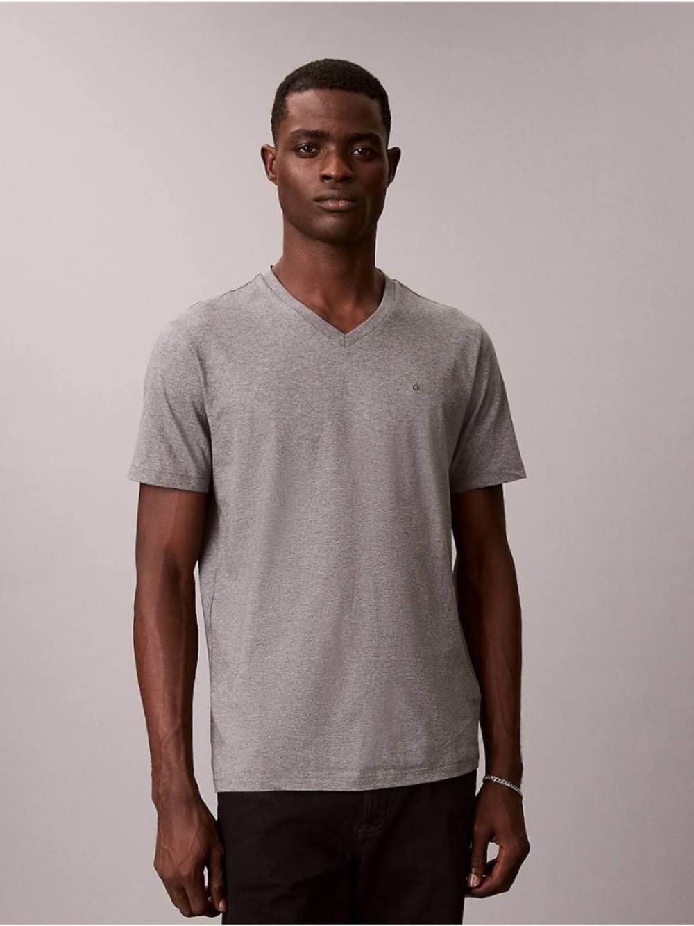 Calvin Klein Men's Grey V-Neck Smooth Cotton NWT